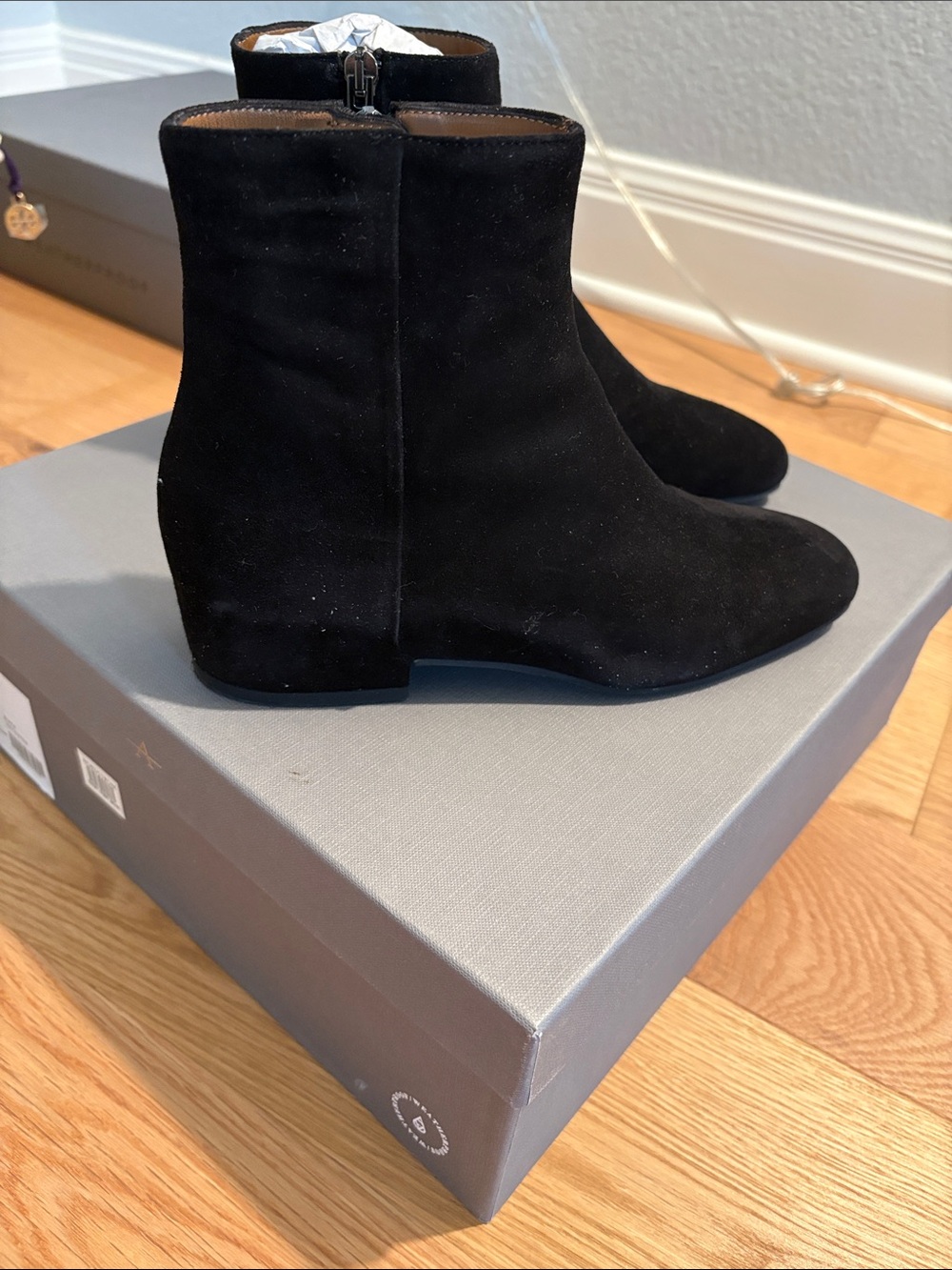 Aquatalia suede black ankle boots